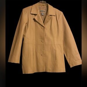 Tan Leather Jacket with Classic Tailoring